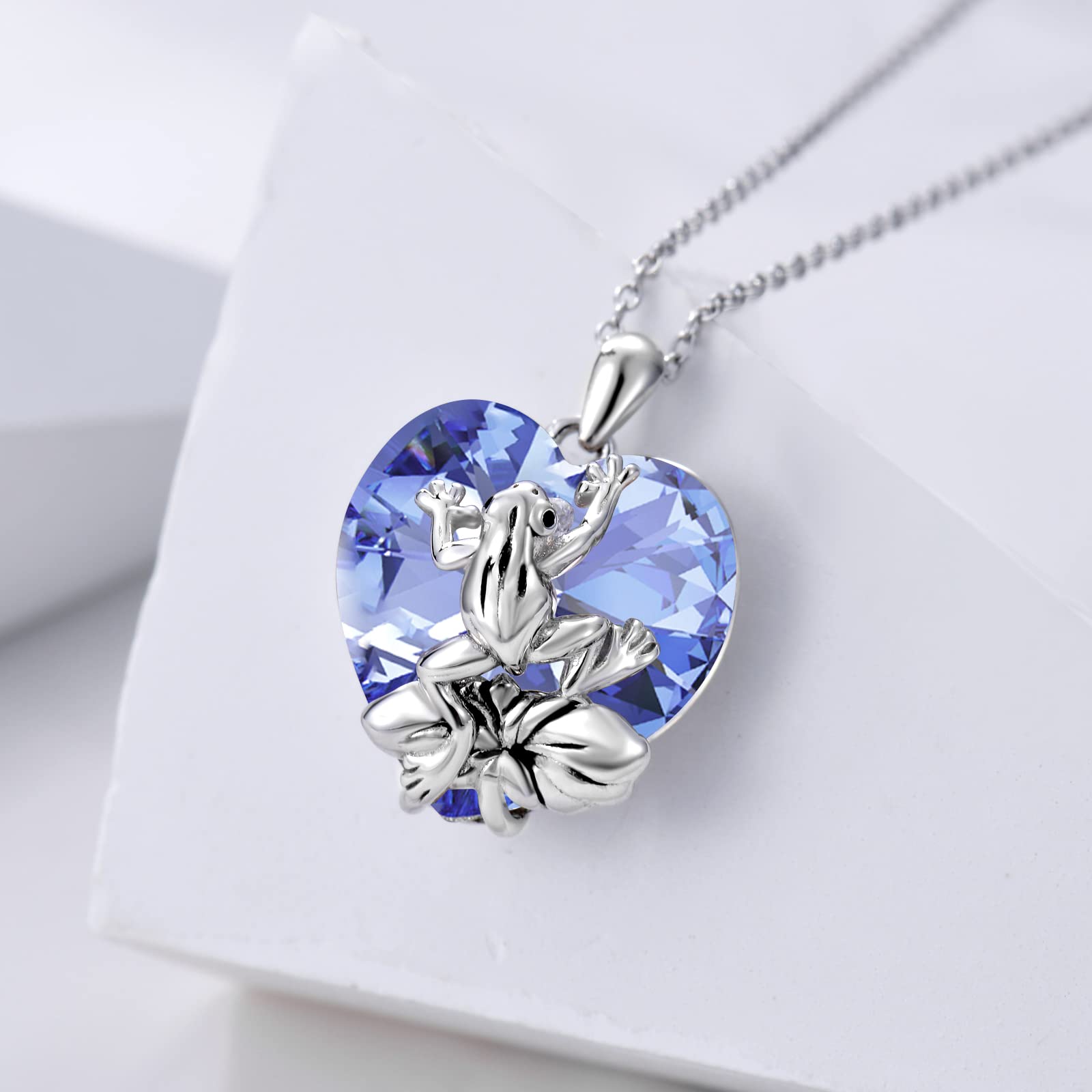 Collier grenouille en argent sterling avec pierre de naissance - Cadeau pour femme et fille