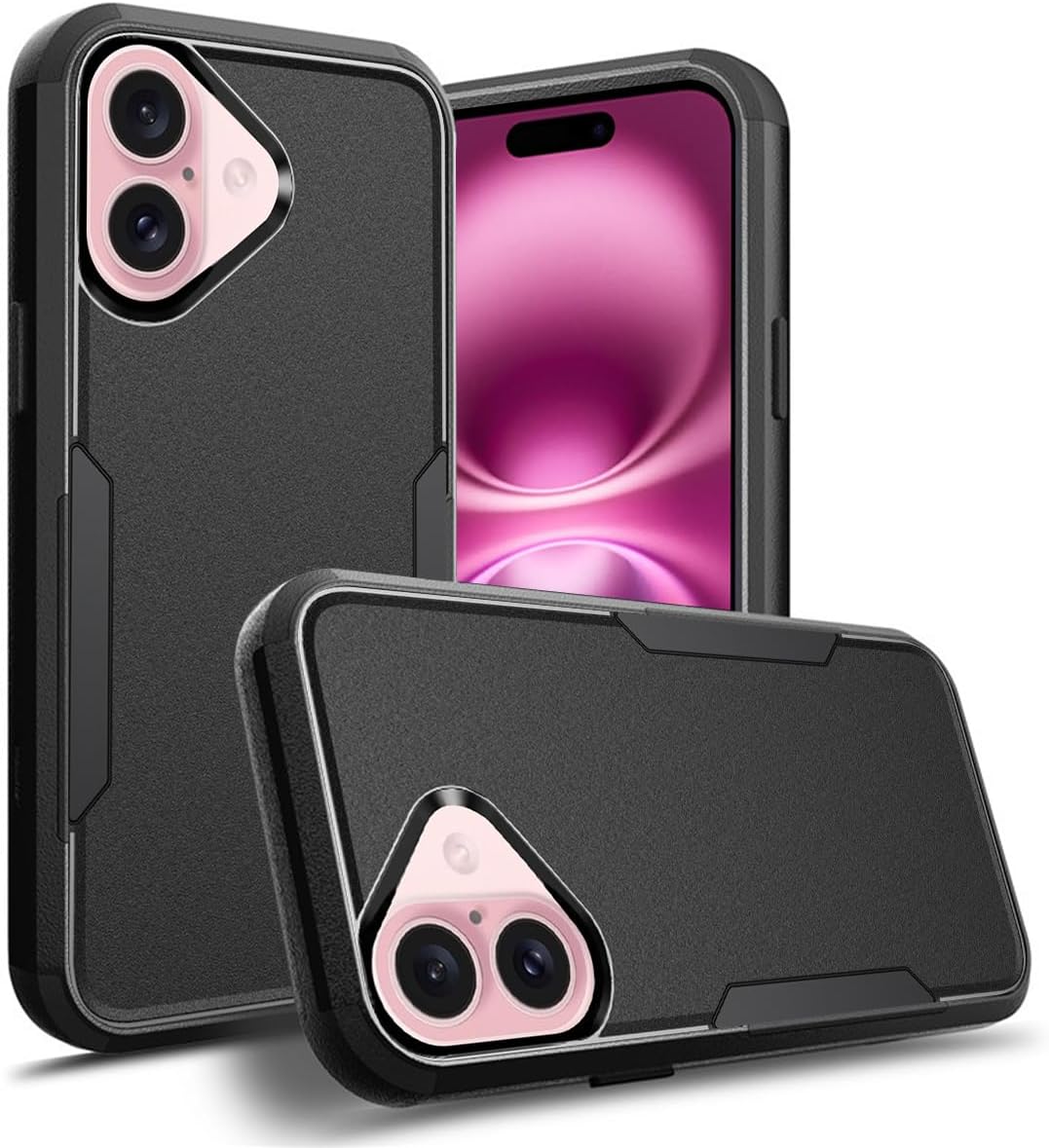 Personalized Phone Case for iPhone 16, Multi-Photo Pattern Anti-Scratch Dropproof Durable Cover Personalized Gift Customized Protective 3-Layer Phone Case, for iPhone 16-Black