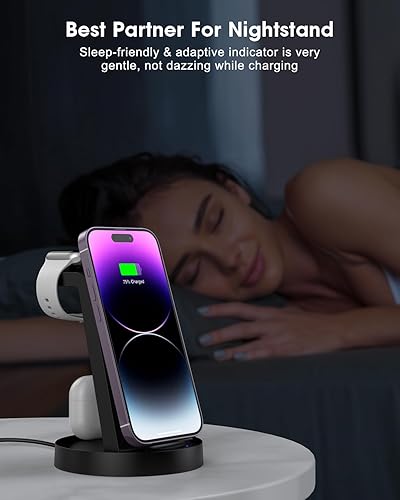Miniatura 7 de Estación de carga 3 en 1 para dispositivo Apple, cargador inalámbrico para iPhone 16e 16 15 14 13 12 11 Pro Max y Apple Watch iwatch- Base de carga