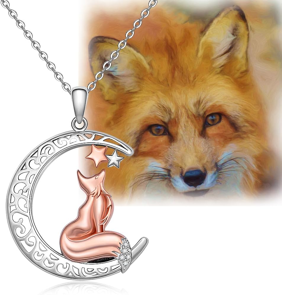 Fox Necklace Animal Fox Pendant 925 Sterling Silver Celtic Moon Cute Foxes Gifts - Image 8