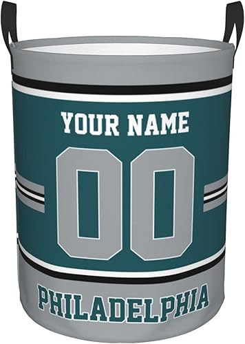 Cesta de lavandería personalizada de Filadelfia, cesta de lavandería personalizada con nombre y número, cesta de almacenamiento plegable para
