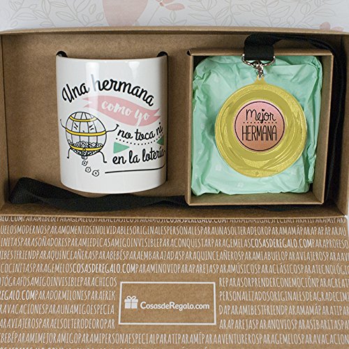 Pack de taza y medalla mejor hermana