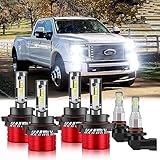 HMCYCI Fit For 2005-2019 Ford F250 F350 F450 Super Duty - 6x LED Headlights Fog Light Bulbs Combo 6000K White
