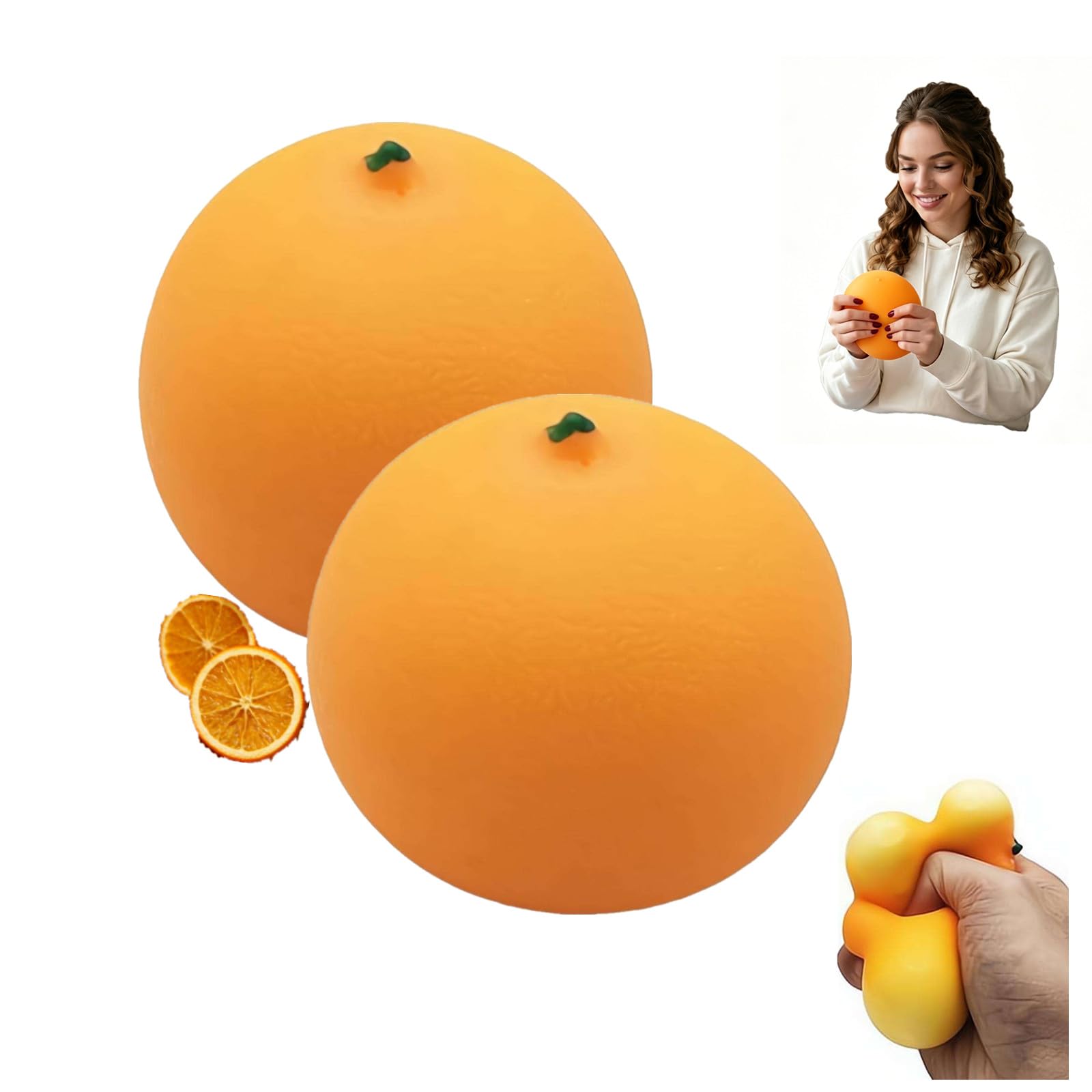 Crunchy Orange Squeeze, Realistic Fruit Squeeze Fast Rebound Stress Relief Anxiety Sensory Soft Simulation Scented Fruit Stress Relief Balls, Anxiety SensoryStress Squishies Hand Toys for Adult