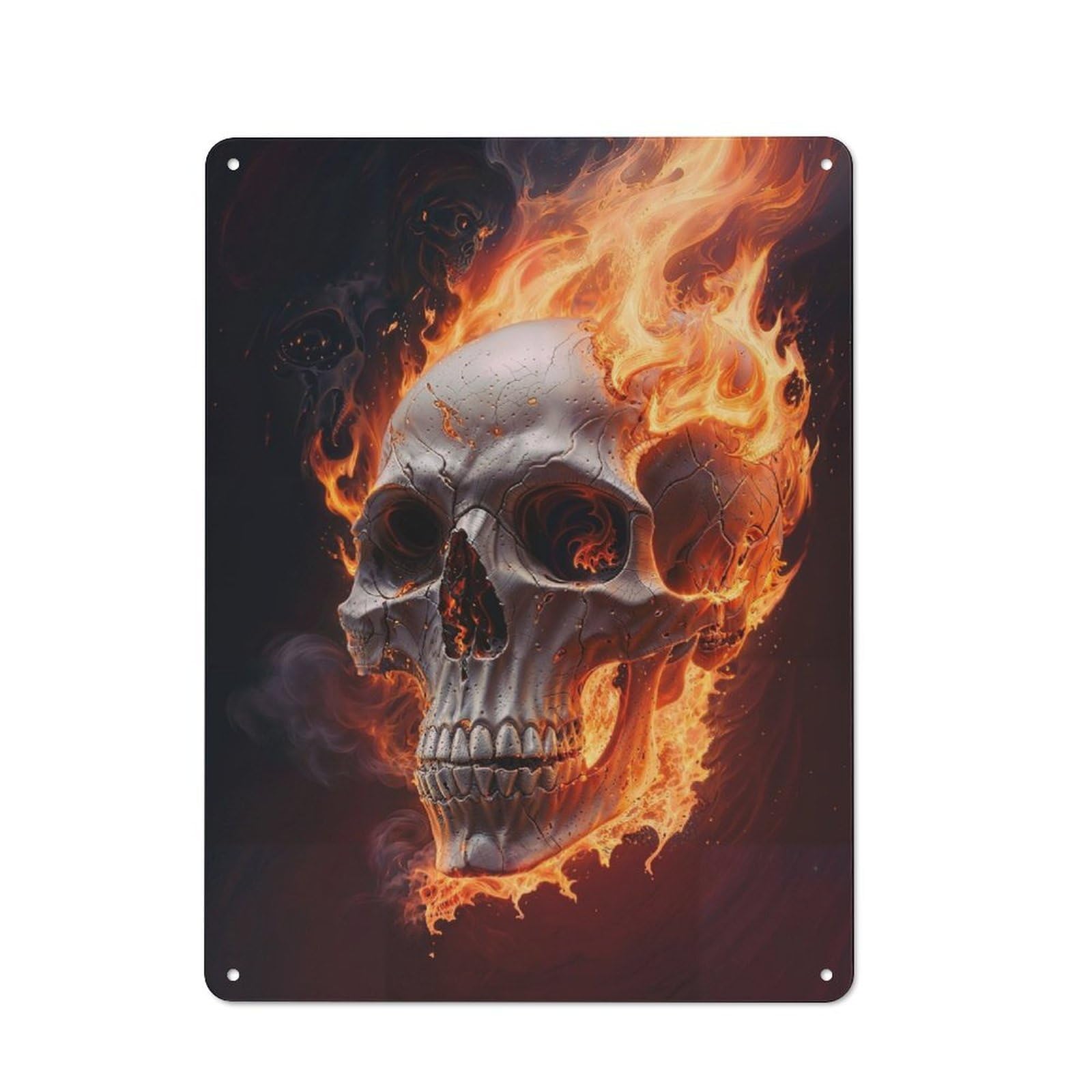 Junmoney Skull Heat And Power Workshop Style Tin Sign 40X30cm, Workshop Wall Decor For Tool Room, Garage, Studio Or Home Bar