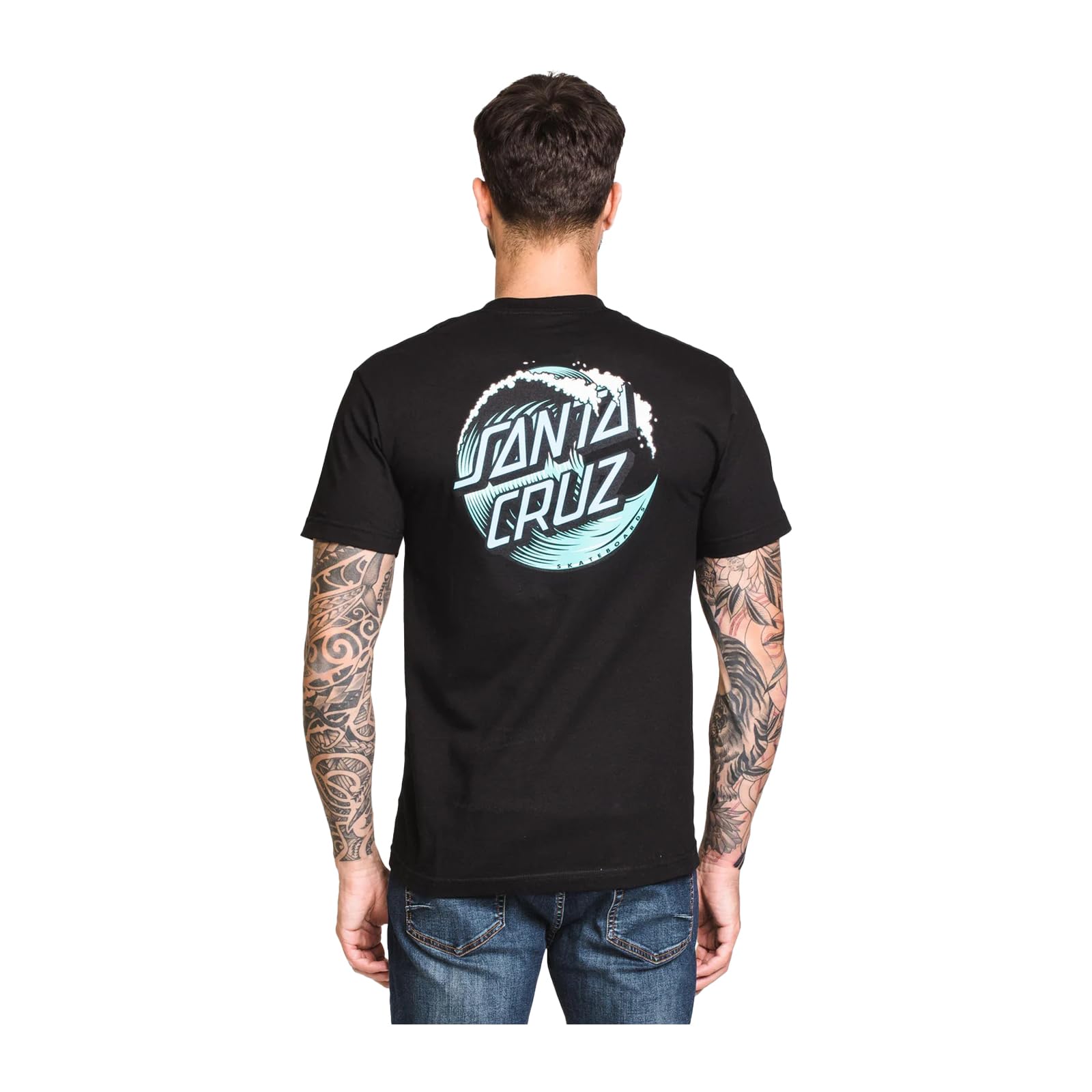 Santa Cruz Boys Black Wave Dot Short-Sleeve Shirt