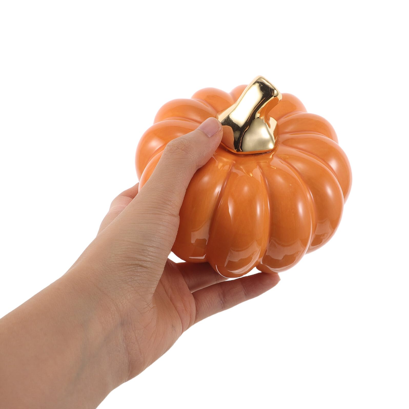 Zucca in Ceramica per Decorazione Autunnale Scultura Artistica in Ceramica Forma di Zucca per Mensola e Tavolo Piccolo per Halloween e Festa del Ringraziamento
