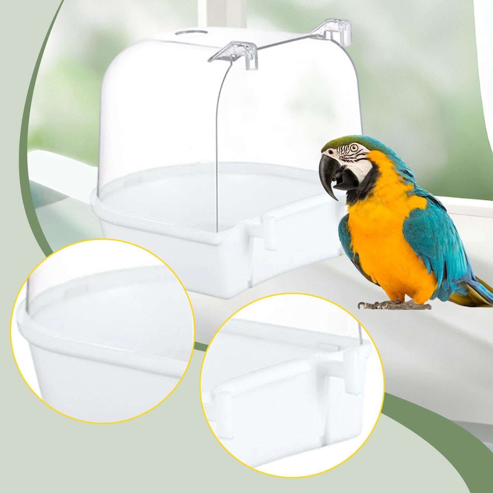 Baoblaze Jaula para pájaros, Ducha de Agua para Loros, comedero, bañera de 13 cm para periquitos y cacatúas, Blanco — view 6