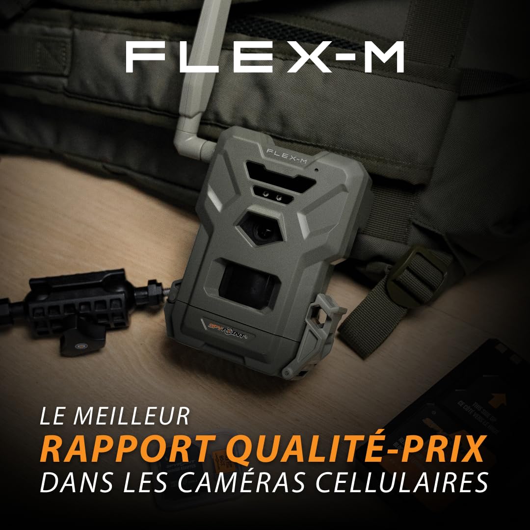 Spypoint Flex-M - Caméra de Surveillance cellulaire – Un Accessoire Indispensable pour Le repérage. sans Wi-FI, avec Vision Nocturne, détection de Mouvement, Photos 28 MP et vidéos 720p avec Son