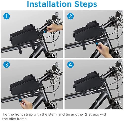 Miniatura 5 de AIHUIZHAOXIA Bike Bag, Mountain Bike Handlebar Top Tube Bag Hard Shell Waterproof Function with Rain Cover Bag Top with Mobile Phone Touch Screen