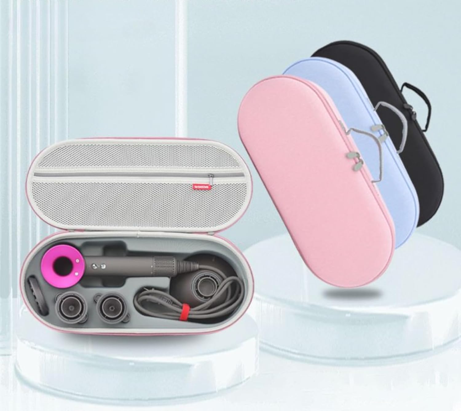 Estuche de almacenamiento para secador de pelo, organizador de viaje impermeable, bolsa de transporte portátil para accesorios de secador de pelo Dyson (negro)