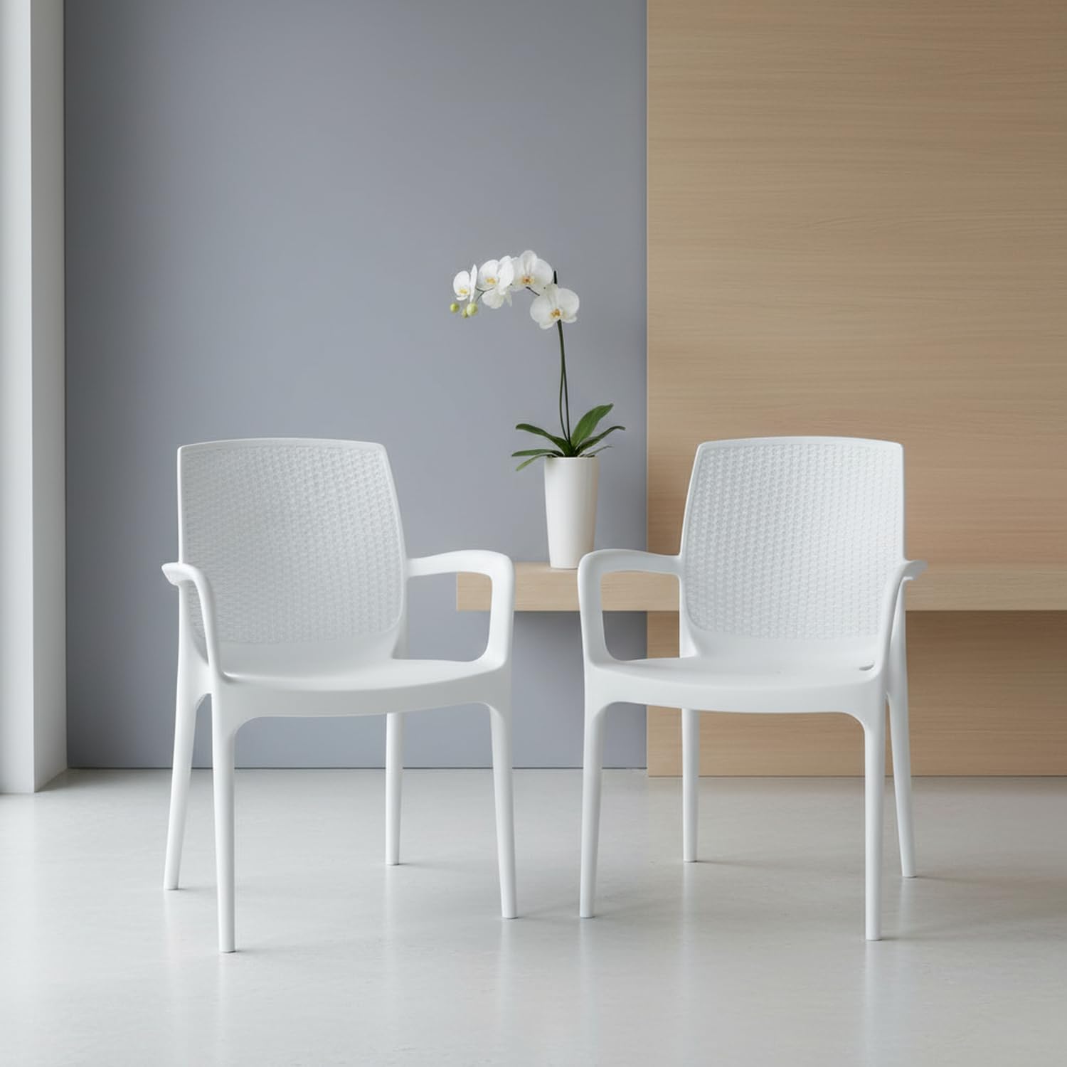 SkyGlamour Supreme Texas Heavy Plastic Chair for Indoor/Outdoor Use (Color: White; Qnt: 2 Pc.)