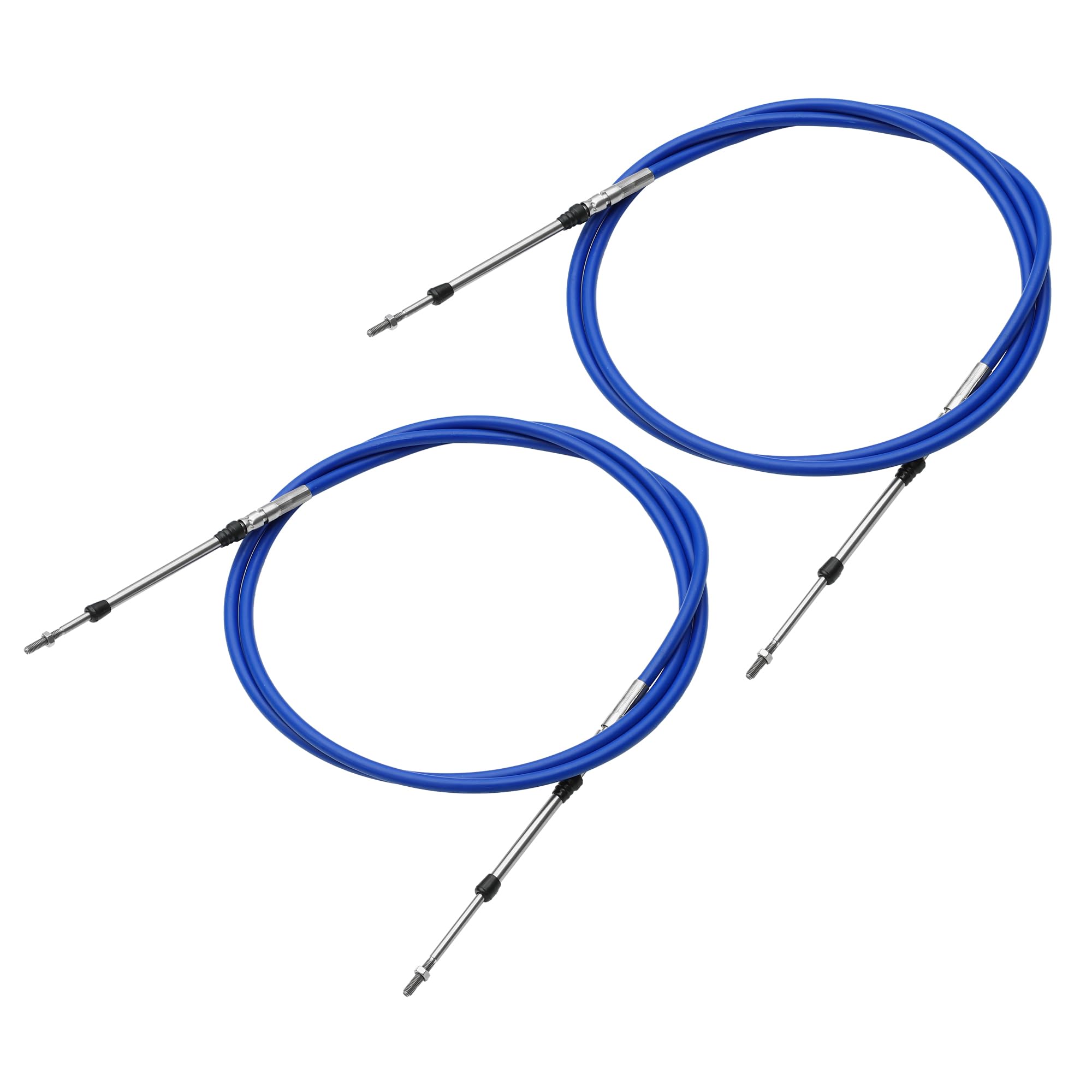QUARKZMAN Cable De Control De Acelerador Y Cambio 2 Piezas Para Barcos | Azul, Plateado, Acero Inoxidable, Caucho, Rosca M5X0.8, Para Motores Fuera De Borda