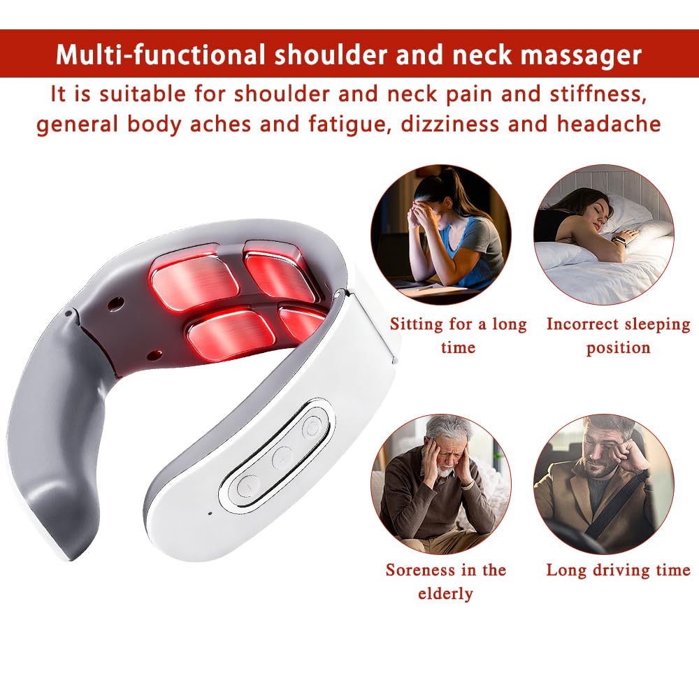 Masseur Cervical, Massage de cou Electrique Intelligent, Neuf niveaux d'intensité, des impulsions électriques pour soulager l'inconfort, Pour la maison, le bureau ou les voyages