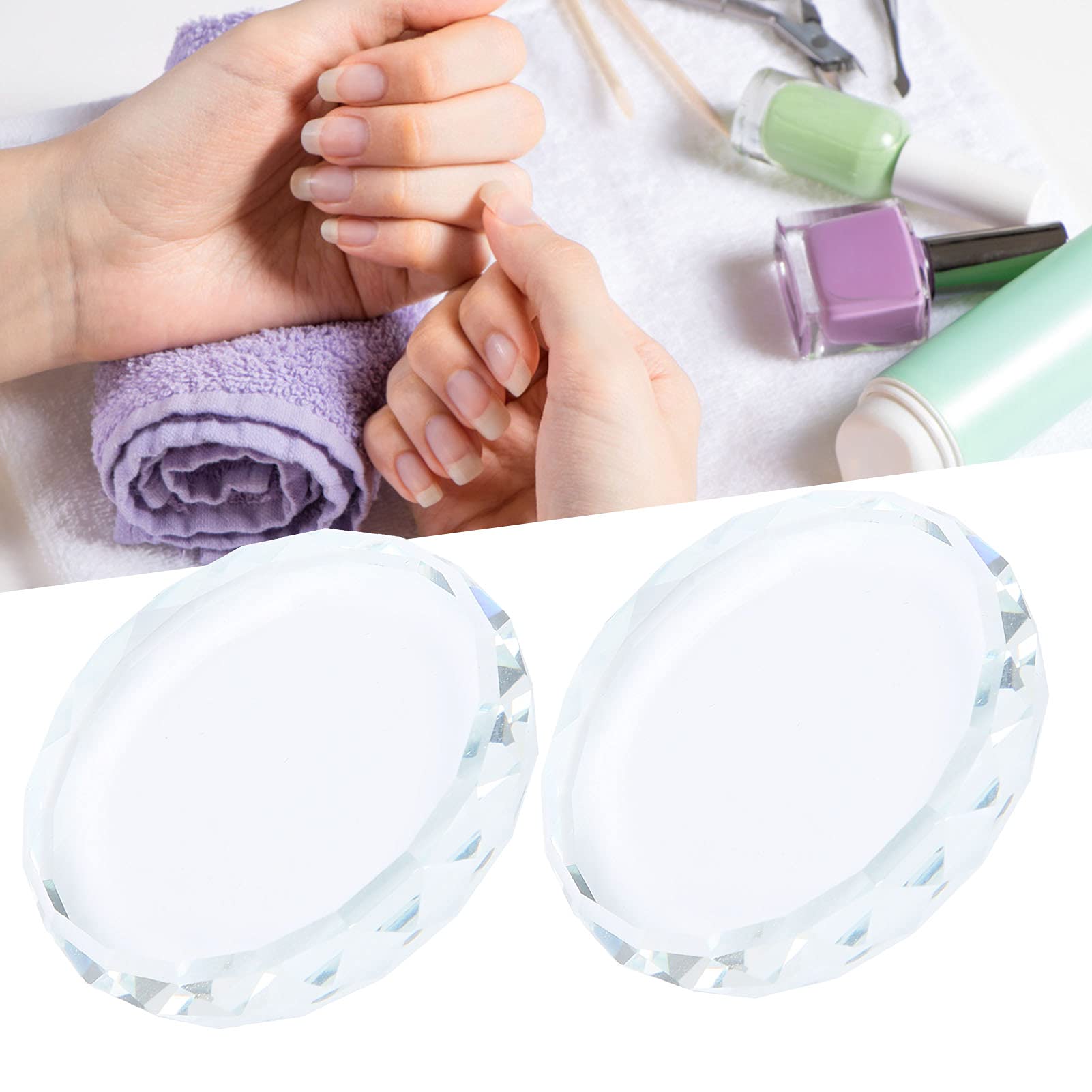 Paleta de arte de uñas, 2 placas mezcladoras de esmalte de uñas, tablero de vidrio tonificante de color para paleta de maquillaje, herramientas de mezcla de cosméticos