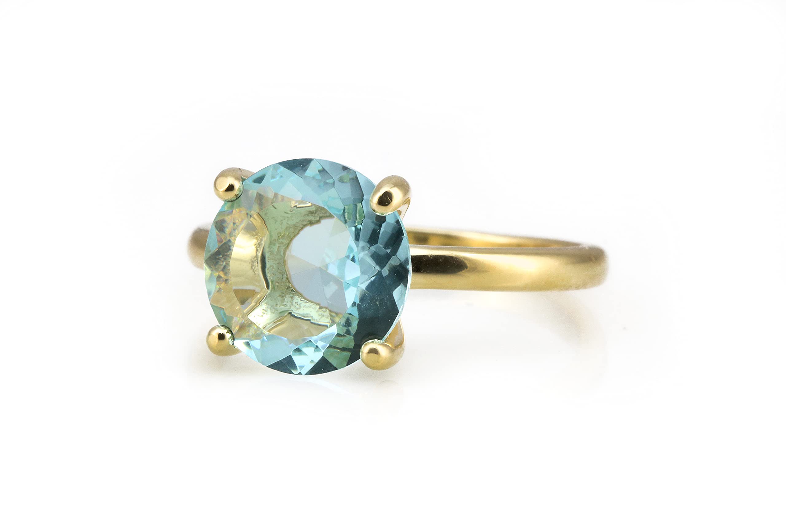 Anillos Artesanales de Topacio para Mujer - Anillo Solitario Glamuroso - Joyas de Piedra de Nacimiento para Mujer - Anillo de Boda de Oro, Compromiso, Todos los Días, Hechos a Mano - con Caja