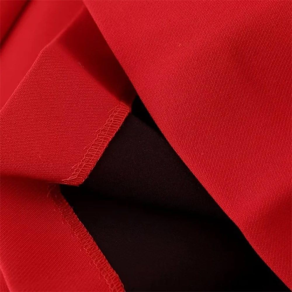 SWEPER Falda Corta De Mujer - Falda Plisada De Cintura Alta con Cremallera para Mujer, Minifalda Roja Ajustada De Estilo Preppy De Primavera, Falda Corta