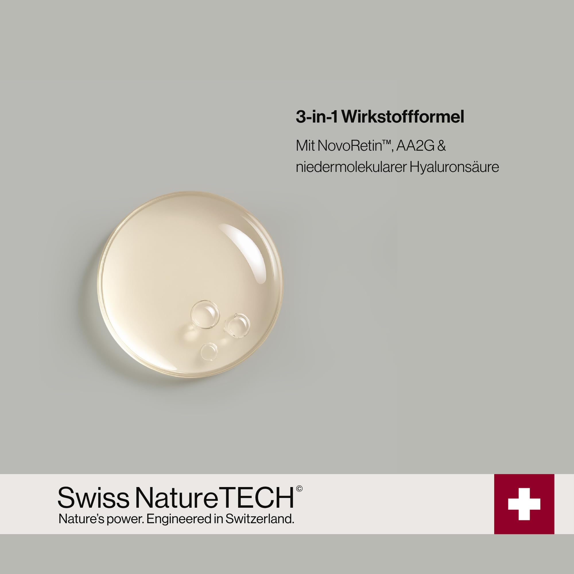 Glacier Revital serum do twarzy dla mężczyzn, 30 ml, retinol, witamina C, kwas hialuronowy, All-in-One Anti-Aging, drobne zmarszczki, pory, naturalnie wegańskie, wyprodukowane w Szwajcarii
