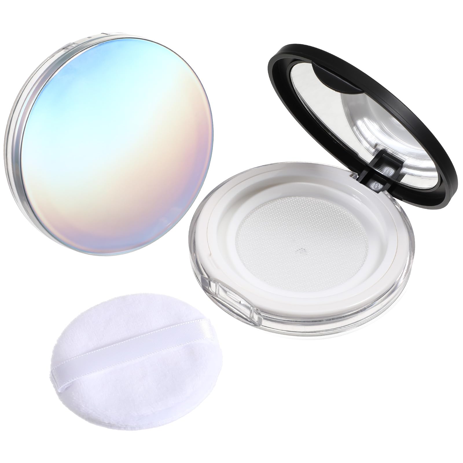 2 PCS Powder Container with Puff, 0.18oz Travel Loose Powder Containers Refillable Empty Makeup Containers Compact Mini Makeup Container with Mirror Elasticated Net Sifter for Women-image-7