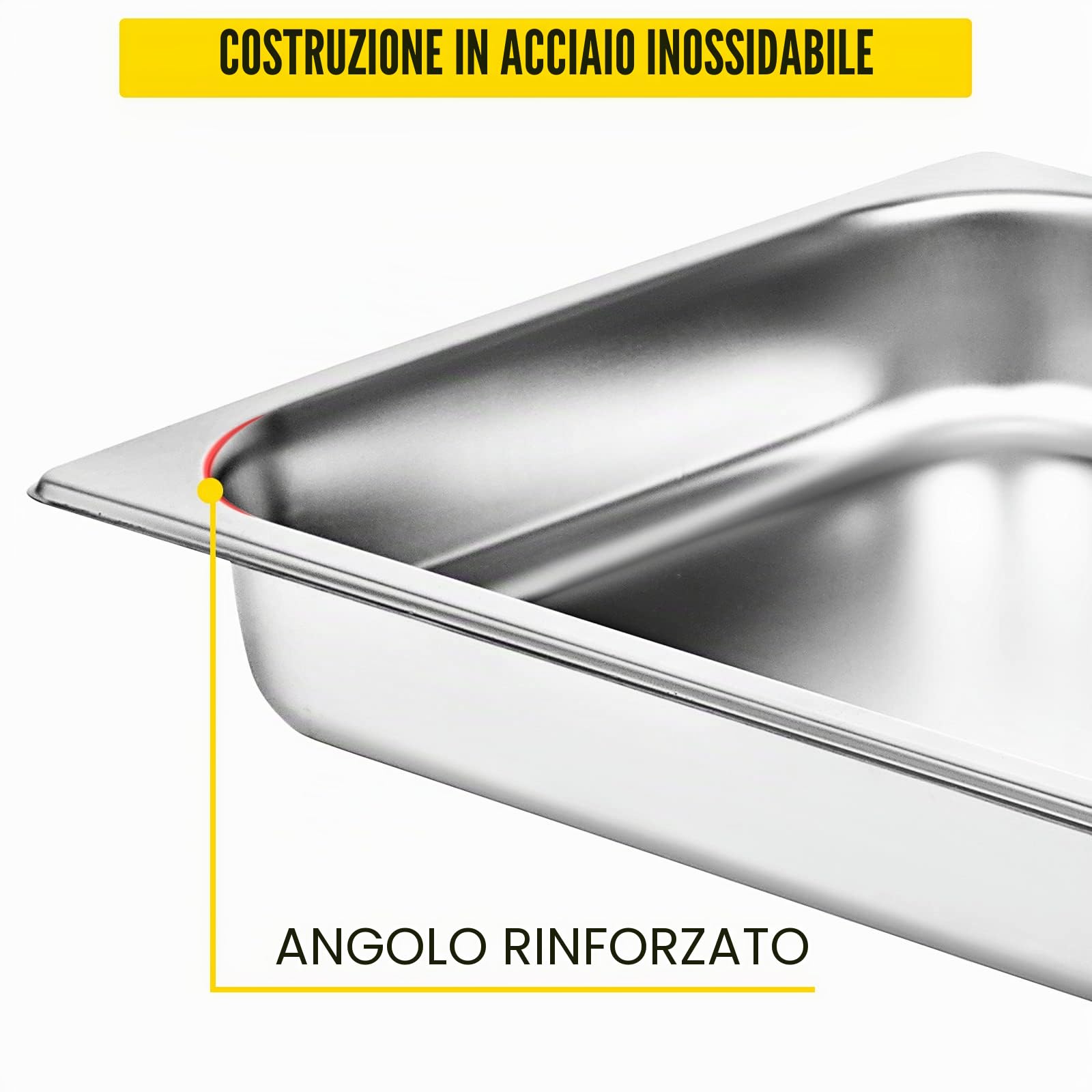 VEVOR Set di 6 piatti da forno in acciaio inox, 8,5 l, spessore 0,8 mm, vassoio levigato rettangolare effetto specchio per alimenti per cucina di ristorante e dolci