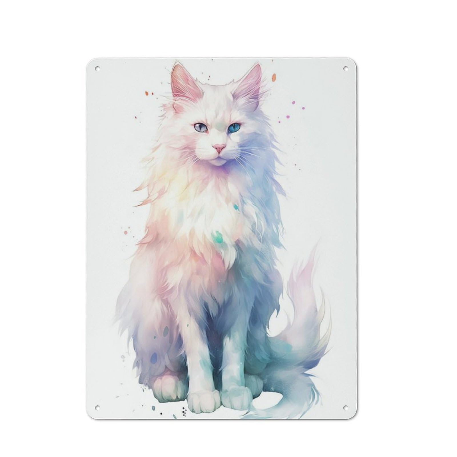 Watercolor Turkish Angora Vintage Metal Sign 40x30cm for Hobby Room Or Studio, Housewarming Present for People Styling Hobby Room And Studio