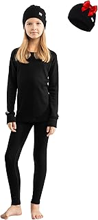 Merino Wool Base Layer Kids Set - Midweight Unisex Merino Wool Thermal U...