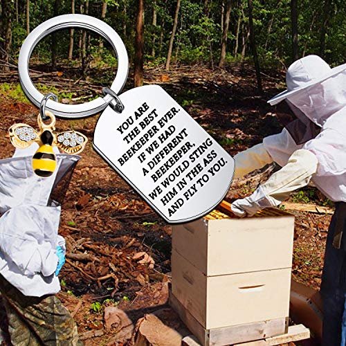 FEELMEM Beekeeper Gift The Bee Whisperer Gift You are The Best Beekeeper Ever Honey Bee Keychain Beekeeping Gift 6