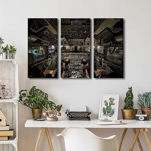 Miniatura 110 de Lienzo decorativo para pared, 3 piezas, póster de nariz de avión, arte de hélice gris, decoración del hogar, lienzo inspirador, decoración de pared