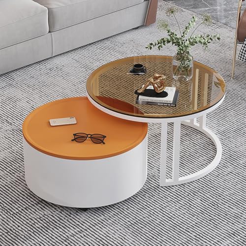 Table basse gigogne ronde verte salon bureau table d'appoint lot de 2