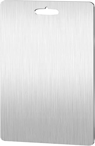 YEAVS Tabla de cortar para cocina, tabla de cortar de acero inoxidable 304, resistente para carne, queso, verduras, frutas (XL, 16.1 pulgadas de