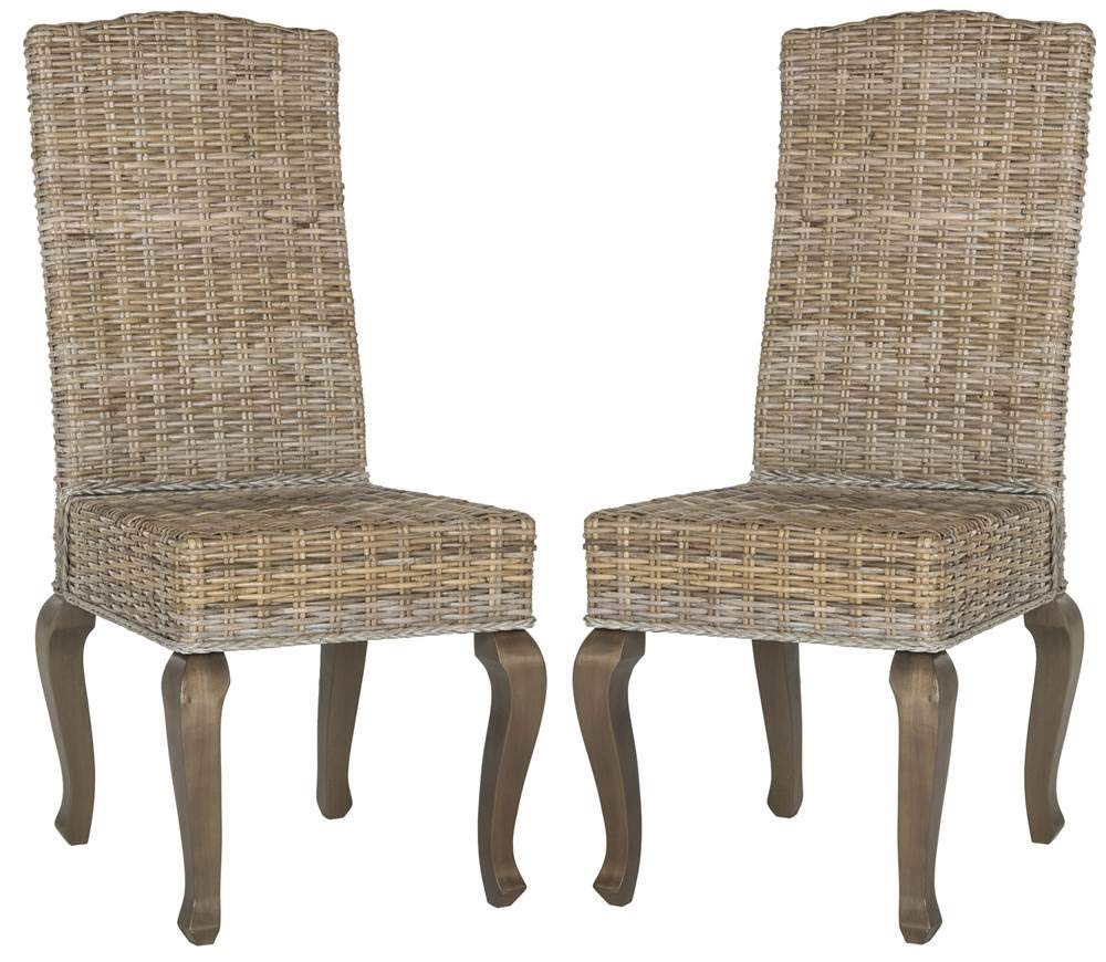 Home Collection Milos - Silla de comedor de mimbre gris de 18.0 in