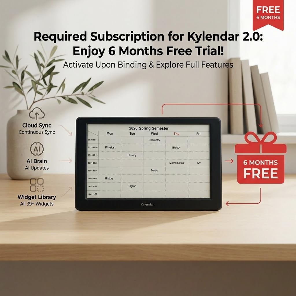 V2 Smart Digital Dashboard, 7 Inch E-Paper Customizable Display with Rechargeable Battery, Wi-Fi Information Hub for Finance, News, Calendar, Sports Cards & Global Time, Home Office Decor (Black)