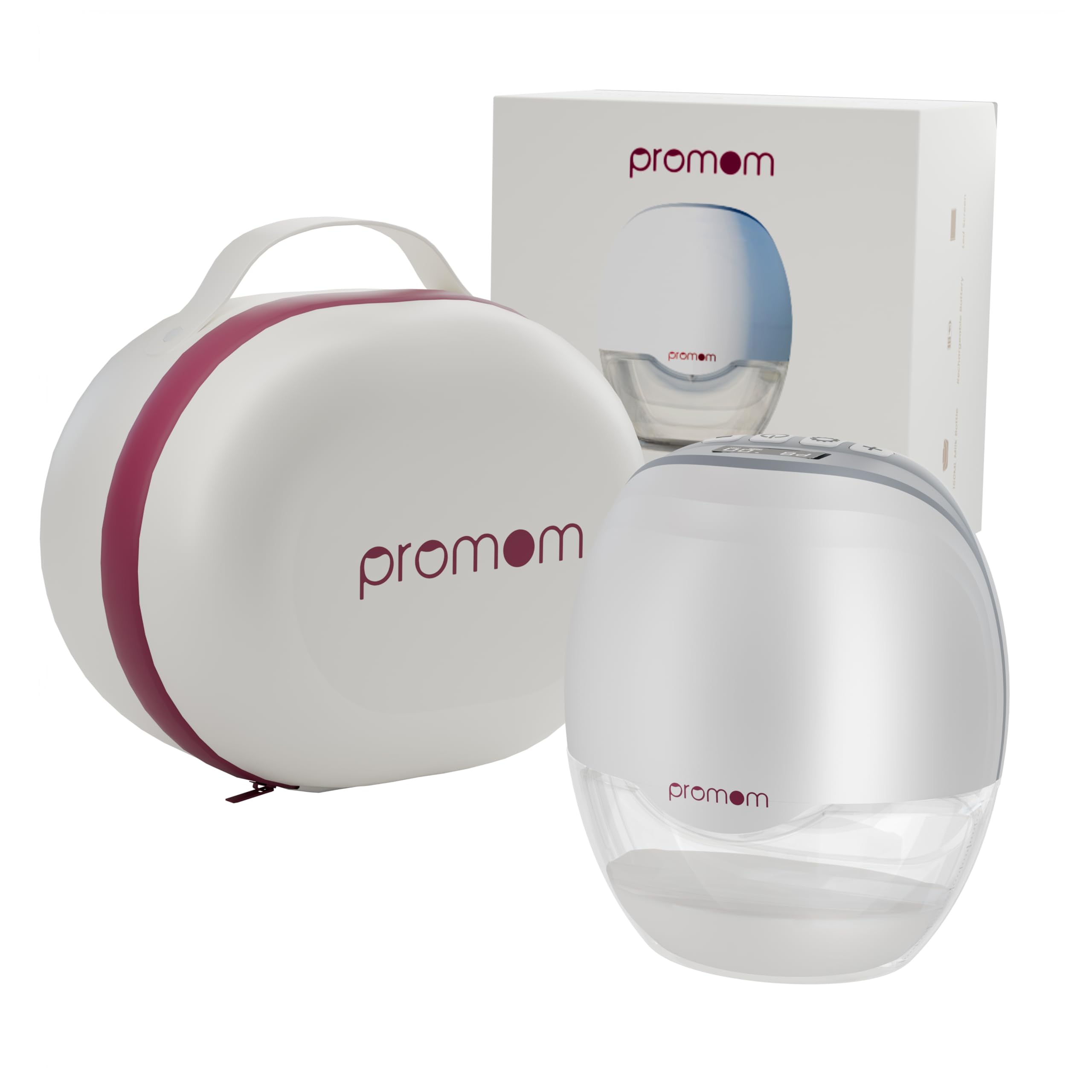 Promom Wearable Electric Breast Pump for Feeding Mothers, Automatic Hands-Free Pumping Machine with 3 Modes & 8 Suction Levels, Portable & Cordless with USB Charging, FDA Approved, Patented Diaphragm Case Technology, Best-In Class Suction-450MmHg/60KPA, Smart LED Display, 160ml BPA-Free Milk Cup, Quiet & Compact (1 Year Warranty) (TRAVEL BAG)