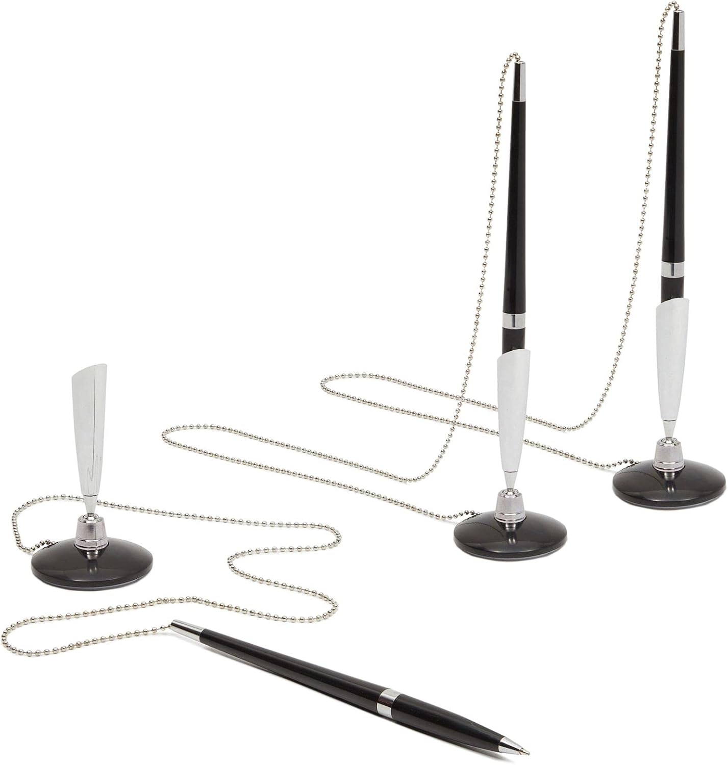 Desktop Pen 3Pack Counter Pens with Ball Chain, Security Gel Ink