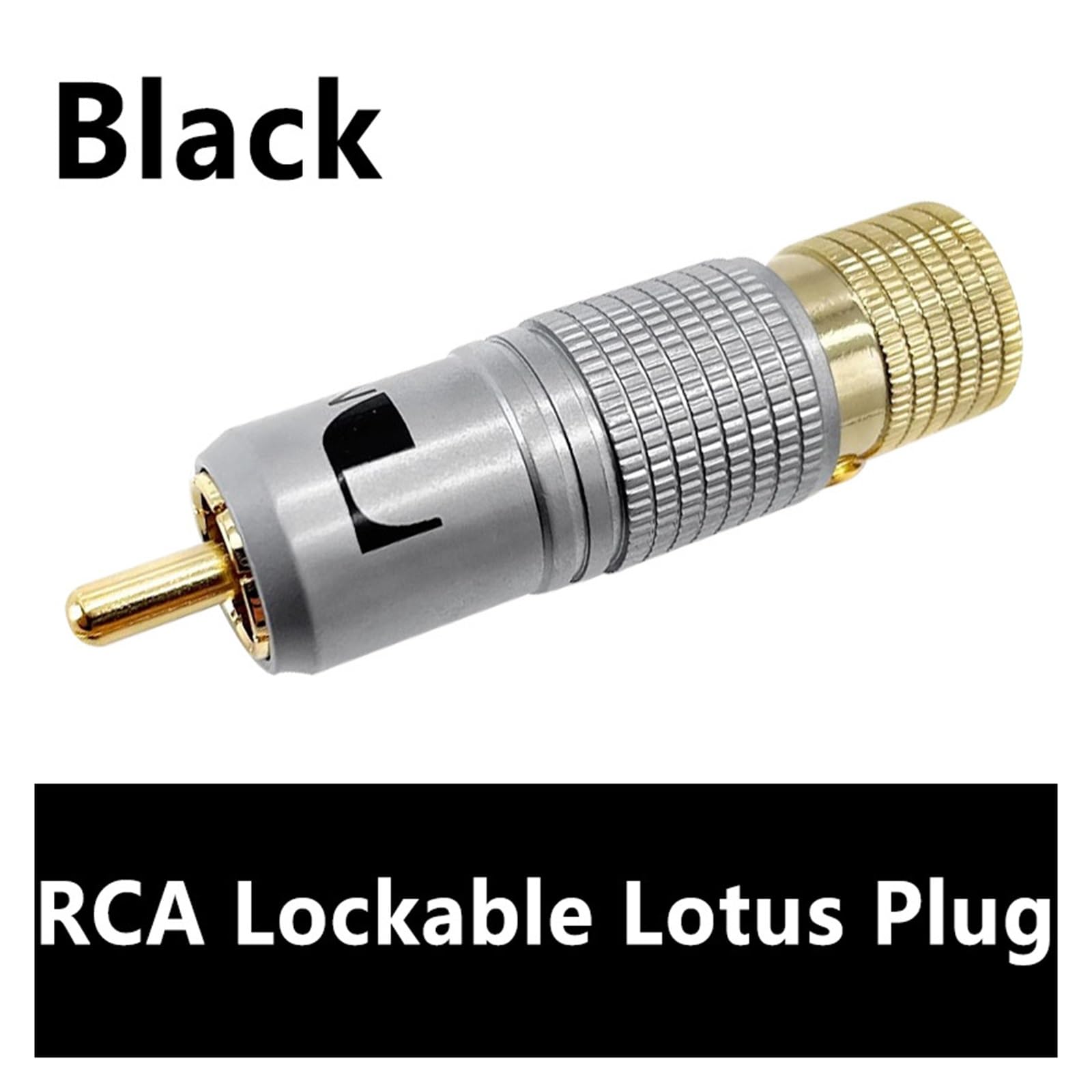 2/4/8/16 pièces Hifi RCA prise verrouillage connecteur Coaxial sans soudure 10mm adaptateur de câble Audio plaqué or ESSEIEIE(Black,4PCS)