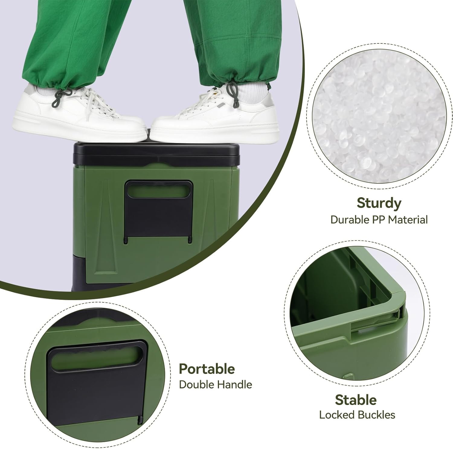 TOSUTOToilette Portable Camping 30L,Pot de Chambre Adulte,Toilette Seche Pliable Max 150 kg,WC Portable avec Siège,Couvercle et Sacs Poubelles,pour Camping en Plein Air,Festivals,Embouteillages,Tentes