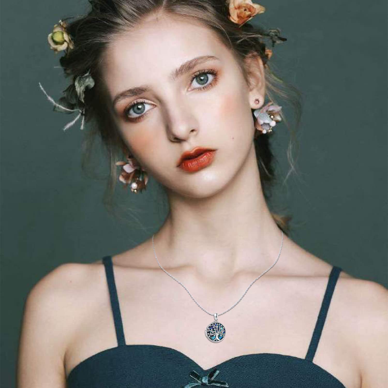 Ciondolo Portafoto in Argento Sterling 925, Collana Ciondolo Albero Della Vita Donna Medaglione Foto, Collana Portafoto Personalizzata Regali di Gioielli per Donne Ragazze Mamma