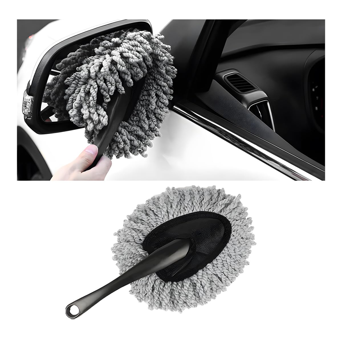 Car Dash Duster Brush, Super Soft Microfiber Multi-Functional Car Cleaning Brush, Scratch Free Car Dash Dusting Tool with a Anti-Skid Handle for Car Cleaning Home Kitchen Cleaning (Gray)-picture-10