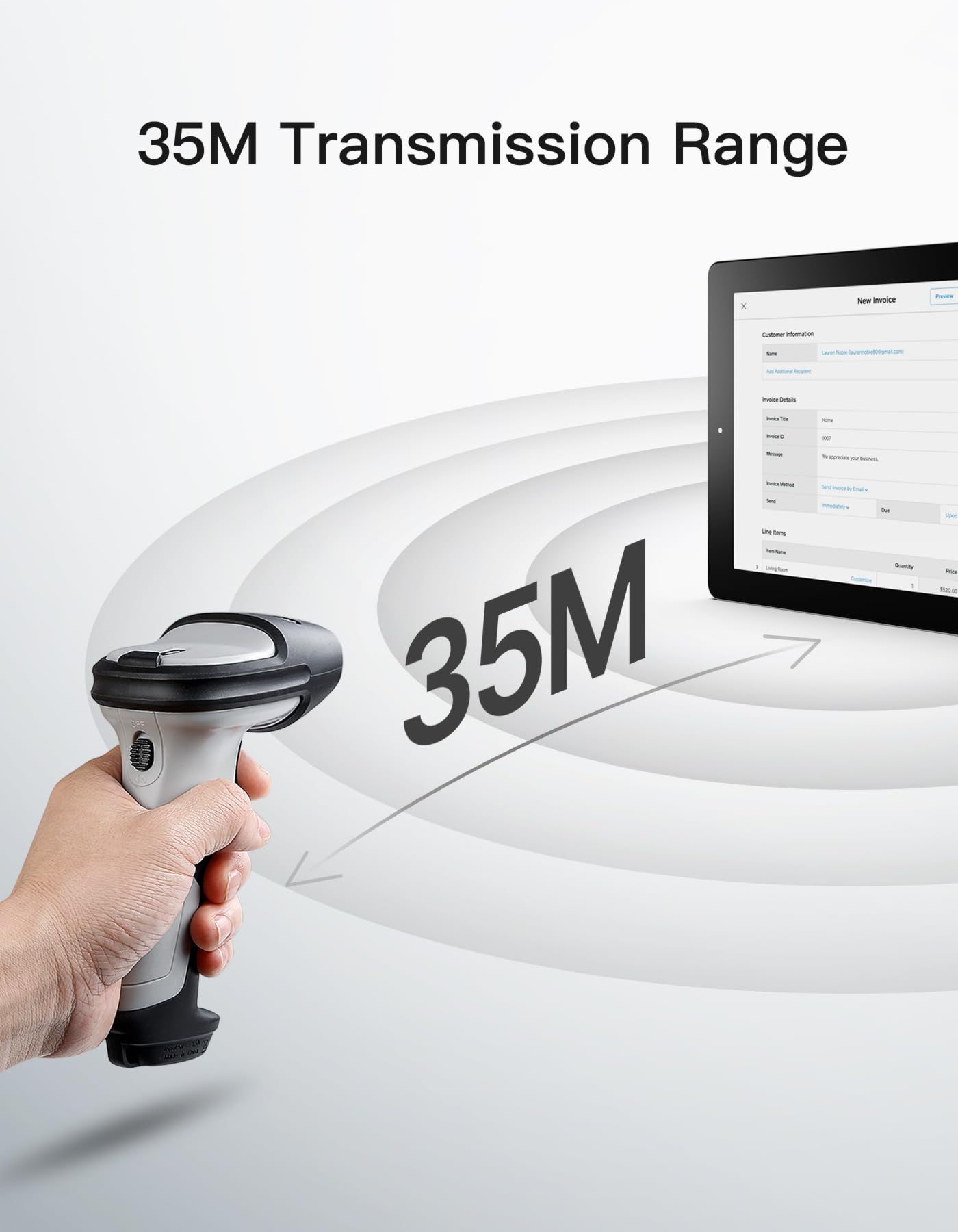 Inateck Escáner de Código de Barras 2D Bluetooth, Lector de Código de Barras Inalámbrico USB 1D 2D Portátil, 1 Carga 3 Meses, Lector Código Barras con AI, App y SDK, Escaneo Rápido y Preciso, BCST-72