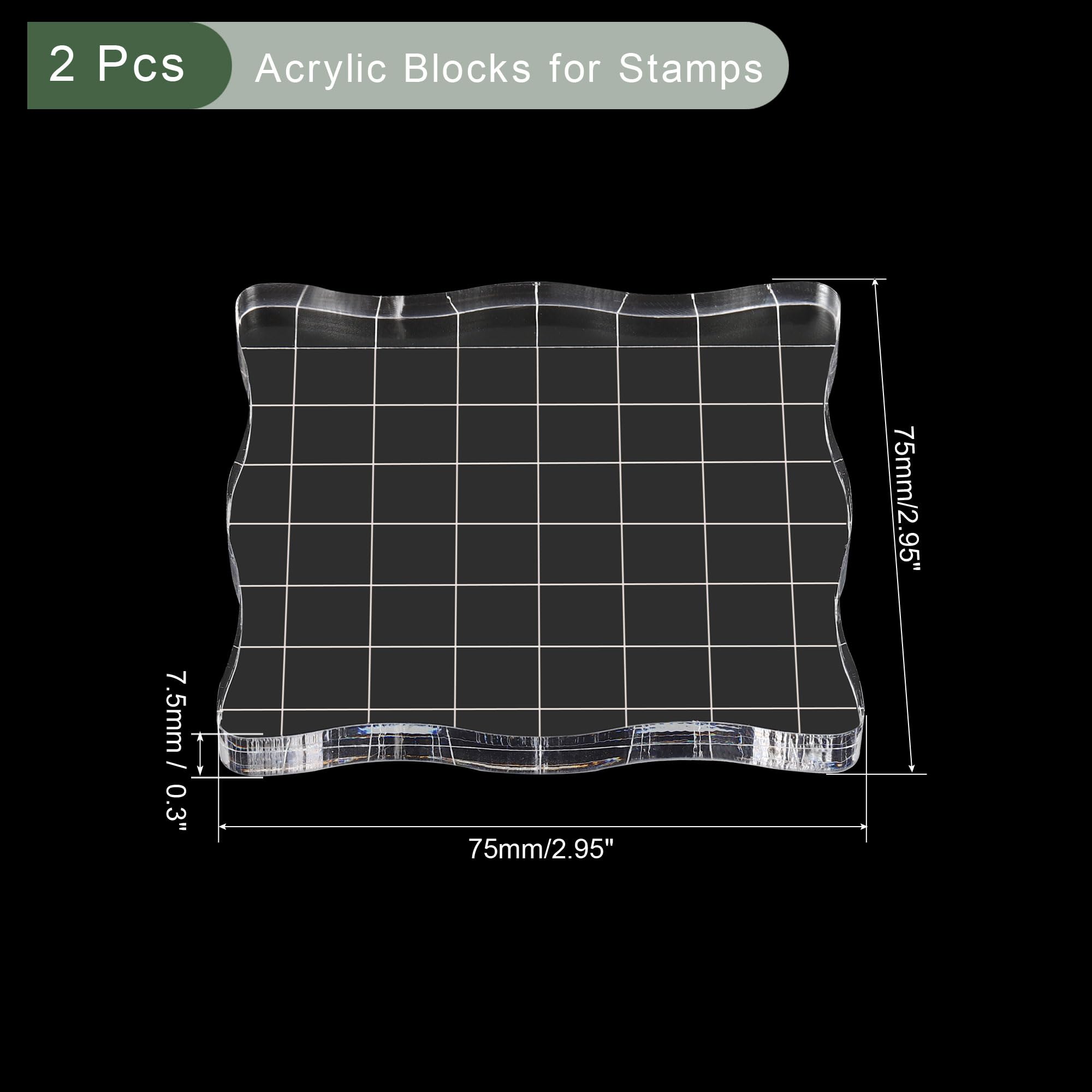 YOKIVE 2 Pack Acrylic Stamp Block with Grid Lines Decorative, Transparent Acrylic Blocks Wave, Great for Daily DIY Crafts - Image 2