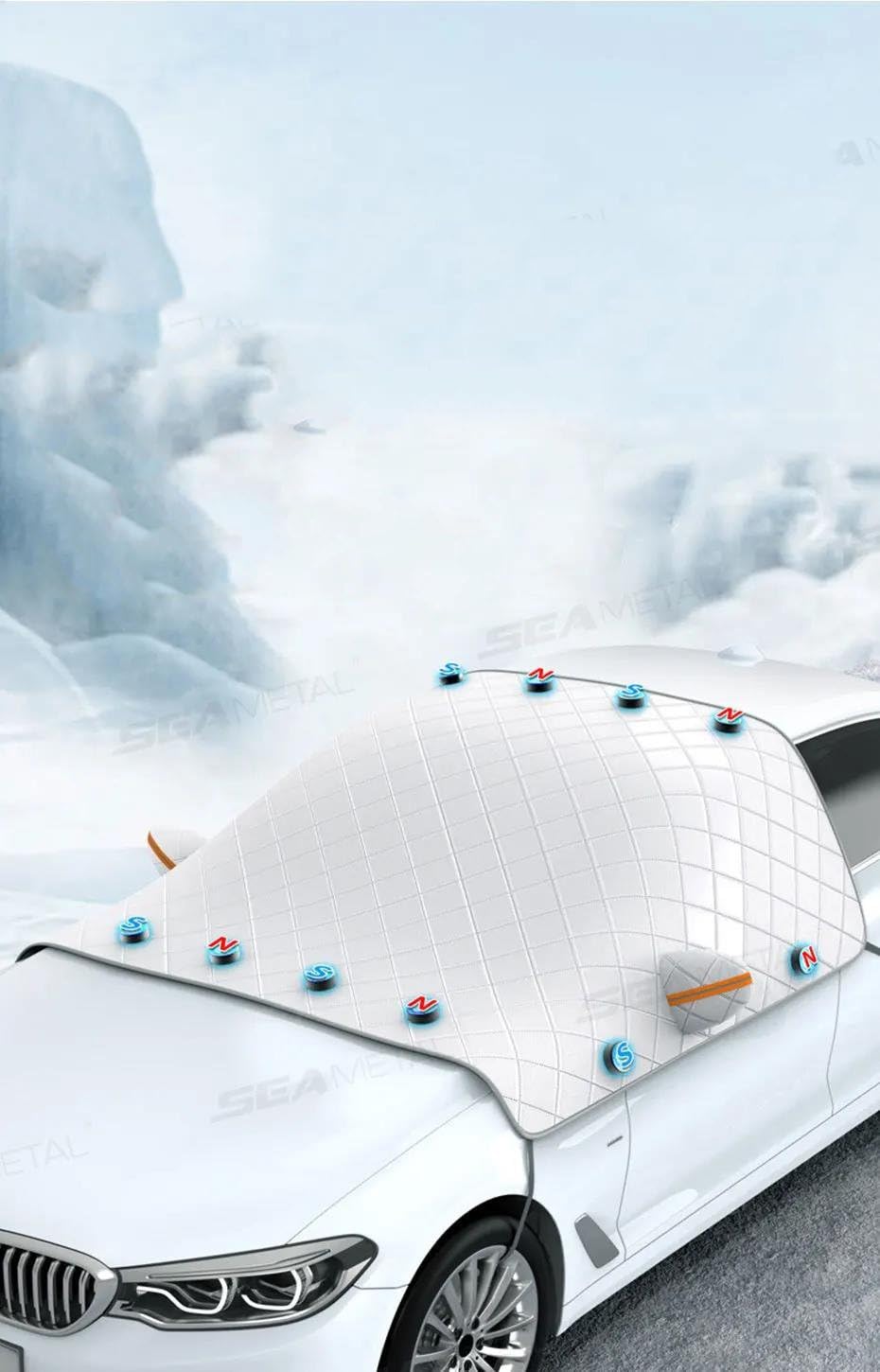 Housse de Protection pour Pare-Brise Couverture Neige Pare-Brise Voiture Couverture Pare-Brise Antigel Automobile Pare-Soleil Magnétique Fenêtre Avant Protection Épaisse Protection Pare Brise Hiver