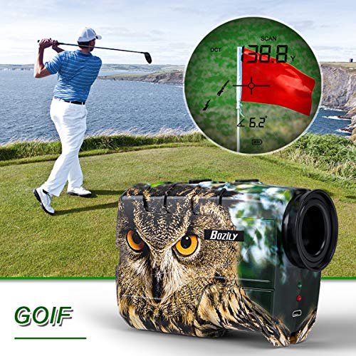 Bozily-Telemetro-de-Caza-Golf-1500-Yardas-Telemetro-de-Tiro-con-Arco-de-con-Escaneo-angulo-y-Distancia-de-Linea-Recta-Recargable-Laser-RangeFinder-con-Aumento-de-6-Aumentos-para-Caza-Disparo