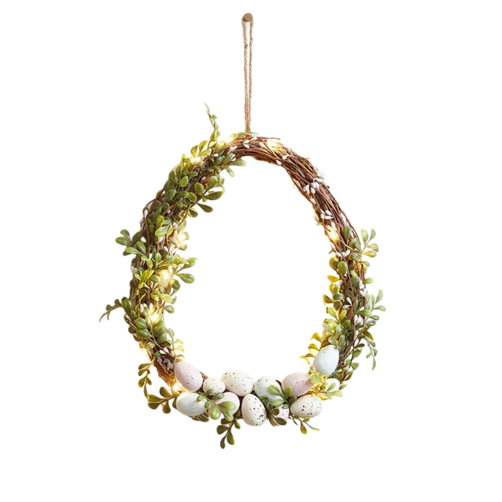 Ropicean Easter Egg Flower Wreath with, Spring Door Hanging
