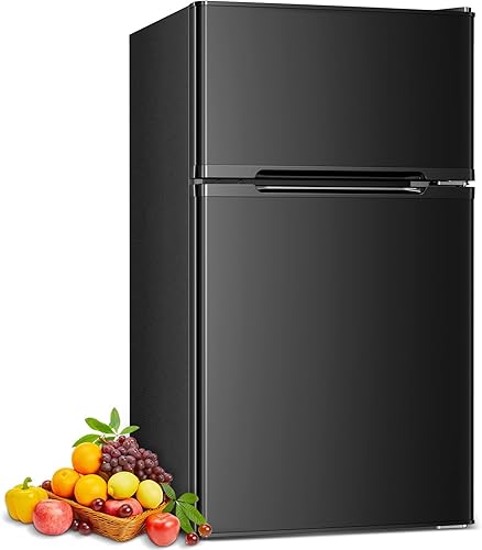 COWSAR Refrigerador de 3.2 pies cúbicos con congelador, refrigerador compacto con 2 puertas para dormitoriodormitoriooficinaapartamento, termostato