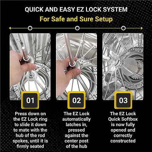 Glow EZ Lock 42\" Collapsible Silver Beauty Dish Softbox w/Bowens Mount Speedring and Deflection Disk, 16 Ribbed Design Soft Box w/Silver Interior for Perfect Lighting and Beauty Dish - Thumbnail 3