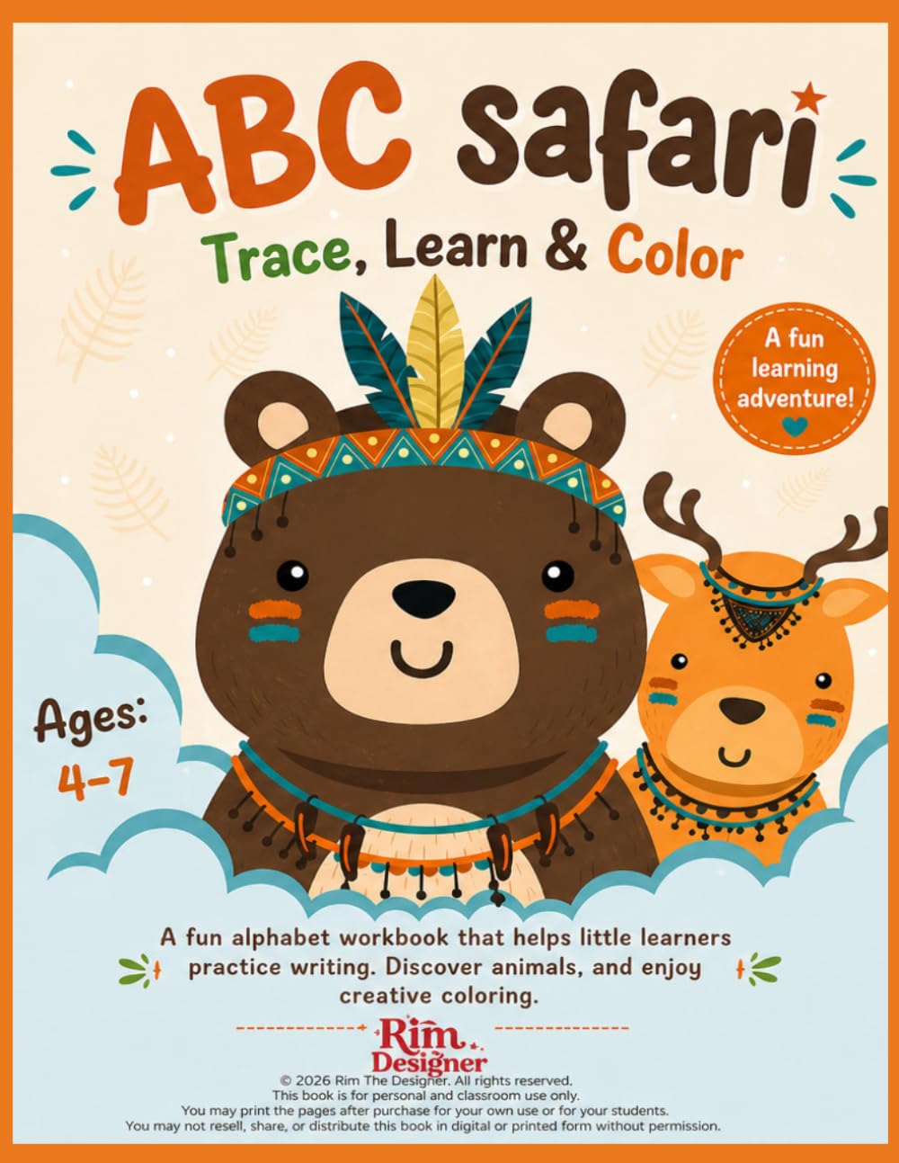 ABC Safari Trace, Learn & Color Alphabet Tracing Workbook with Animal Mandalas for Kids Ages 4-7: Practice Writing Letters, Learn Animals, and Enjoy Creative Coloring (Alphabet Workbooks)