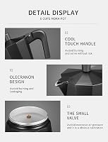 VINATO Alumínium Moka Pot 6 Csészés Kávéfőző Biztonsági Szeleppel Fekete 5