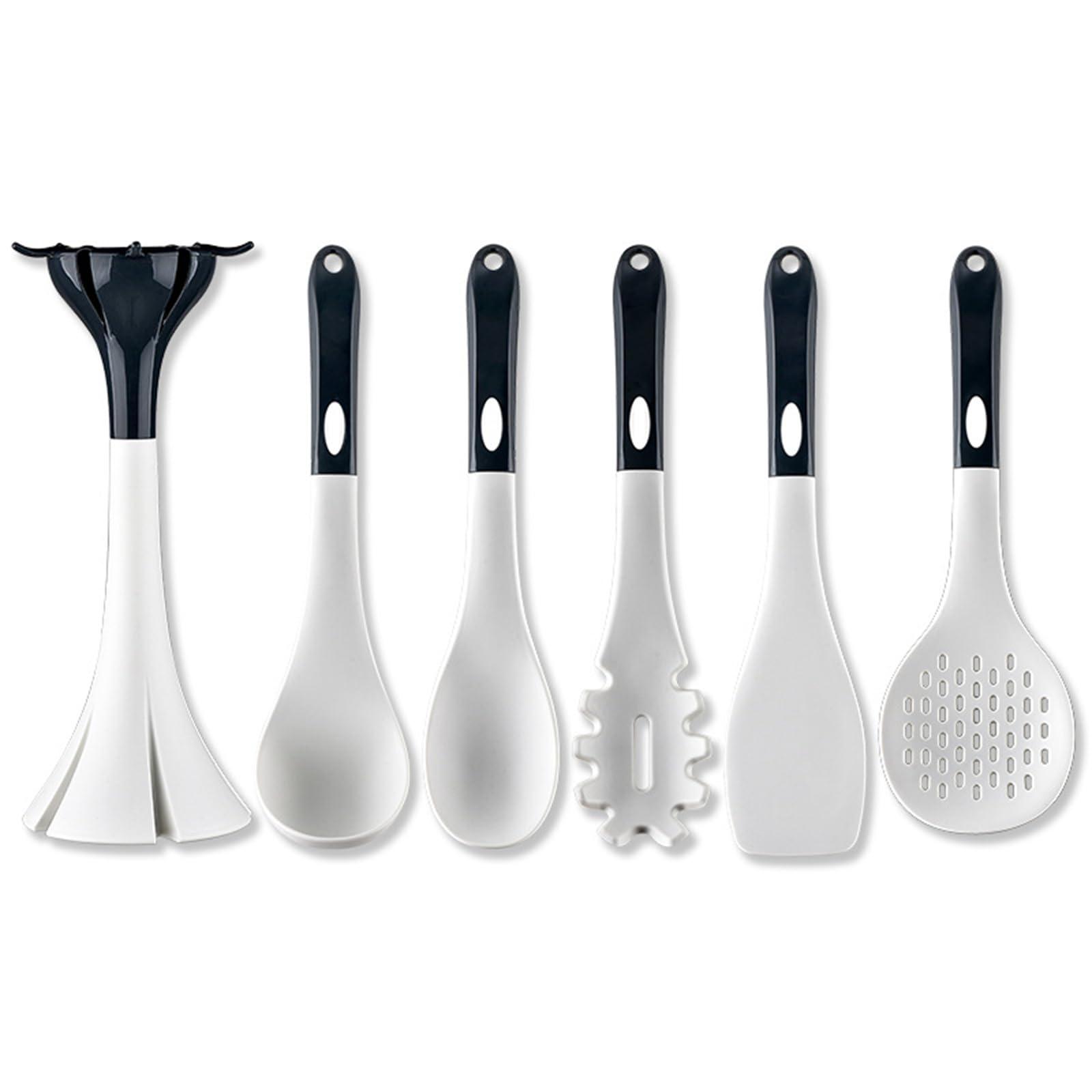 Silikon Küchenhelfer Set, Schwarz Kochutensilien Kochgeschirr, Hitzebeständiger Kochbesteck Set Mit Utensilienhalter, Gesund & Antihaft, Spülmaschinengeeignet （6 Stück）