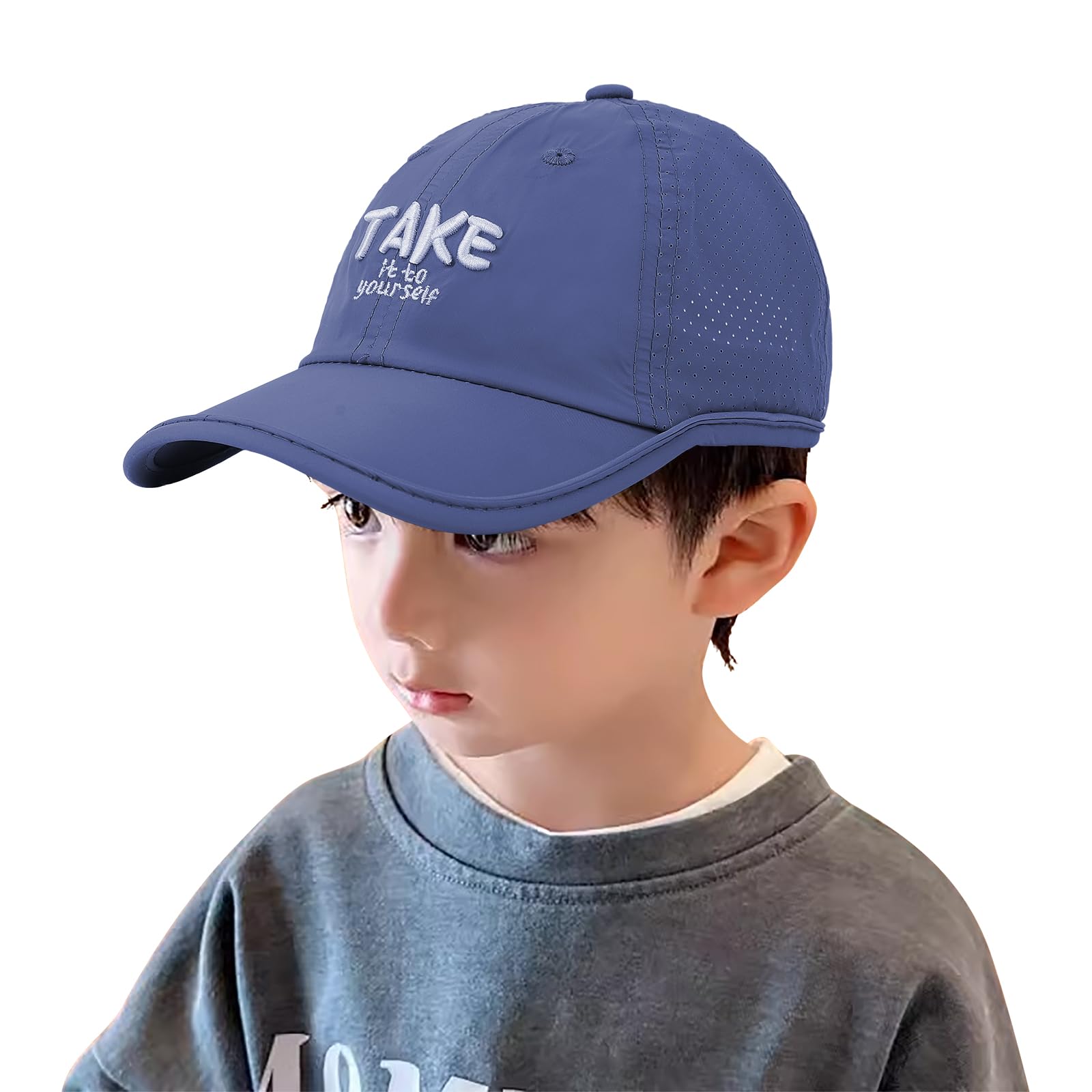 Kids Mesh Baseball Cap UV Protection Sun Hat Breathable Quick Dry Trucker Hat Outdoor Golf Tennis Sport Visor Boys Girls Blue