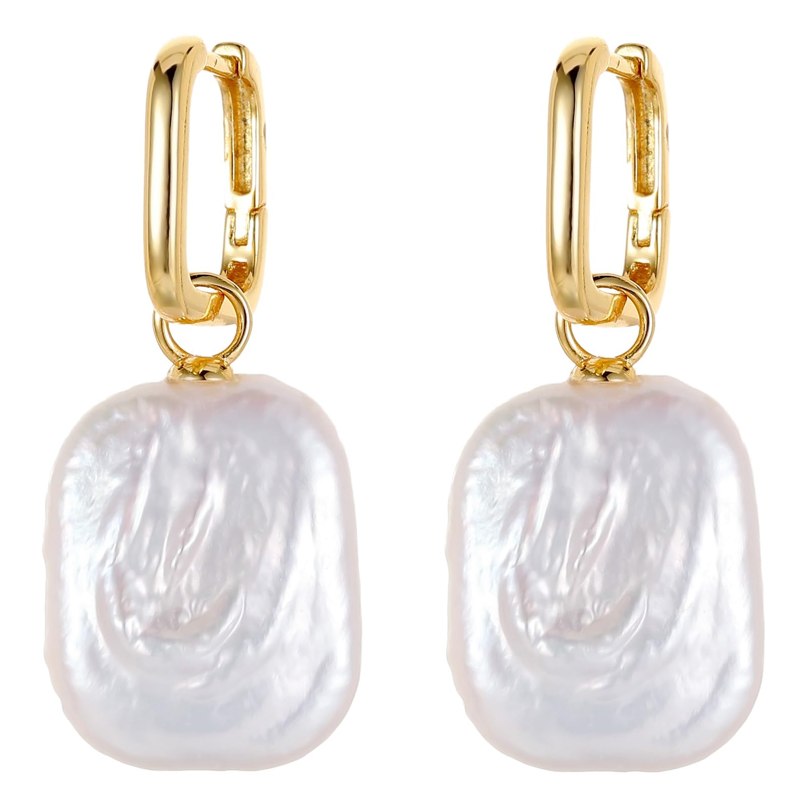 Myrvynte Freshwater Baroque Pearls 14K Gold Earrings for Women,Gold Hypoallergenic Drop Earrings and Hoop Earrings for Women,Charms for Jewellery Used